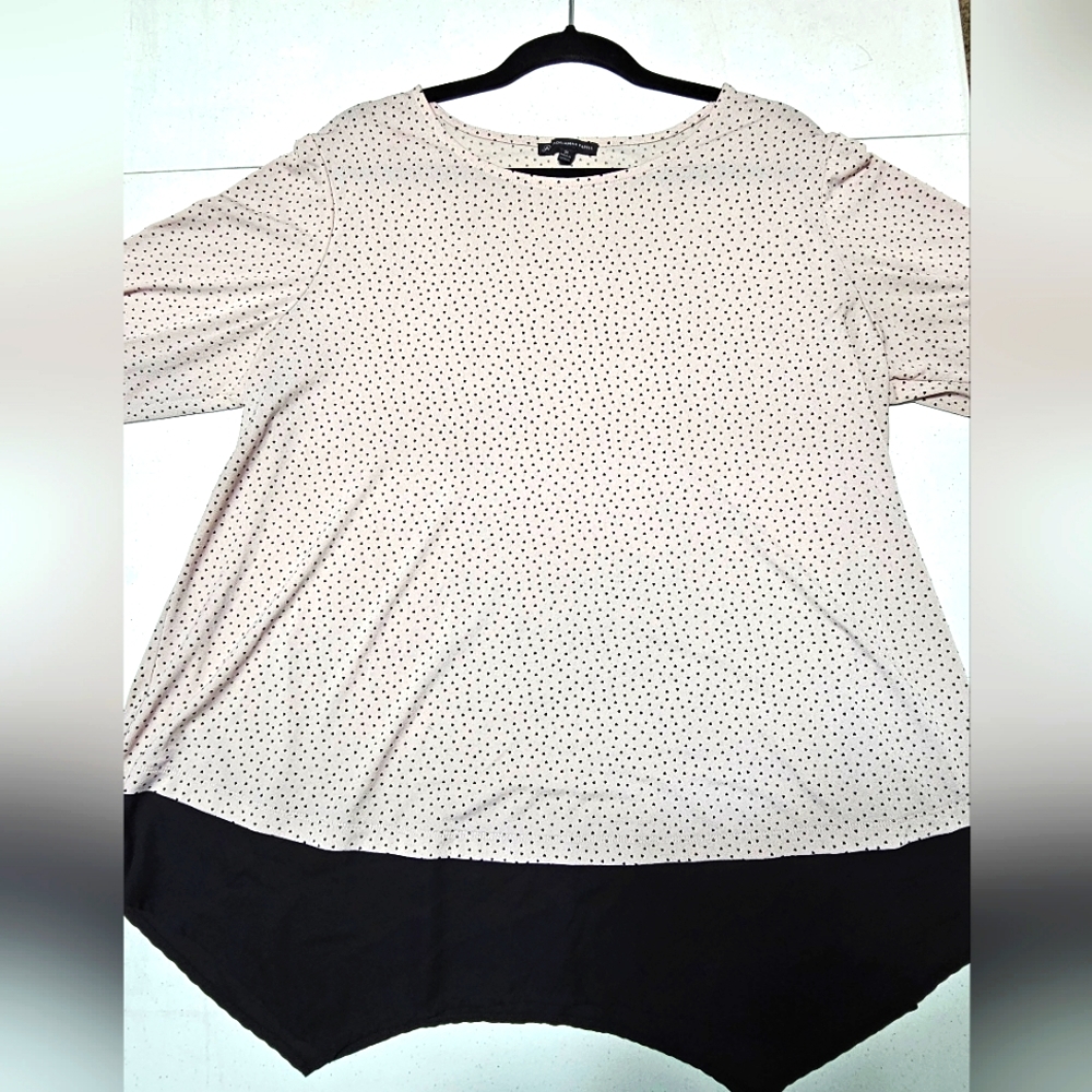 Adrianna Papell Womens Blouse Plus Size 2X Pink Heart Pattern Top AD1S300487